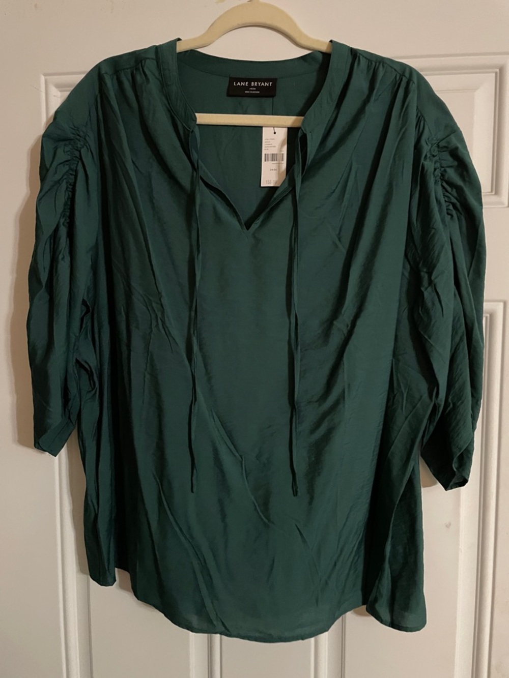 Lane Bryant Deep Teal V-Neck Tie-Front Tunic